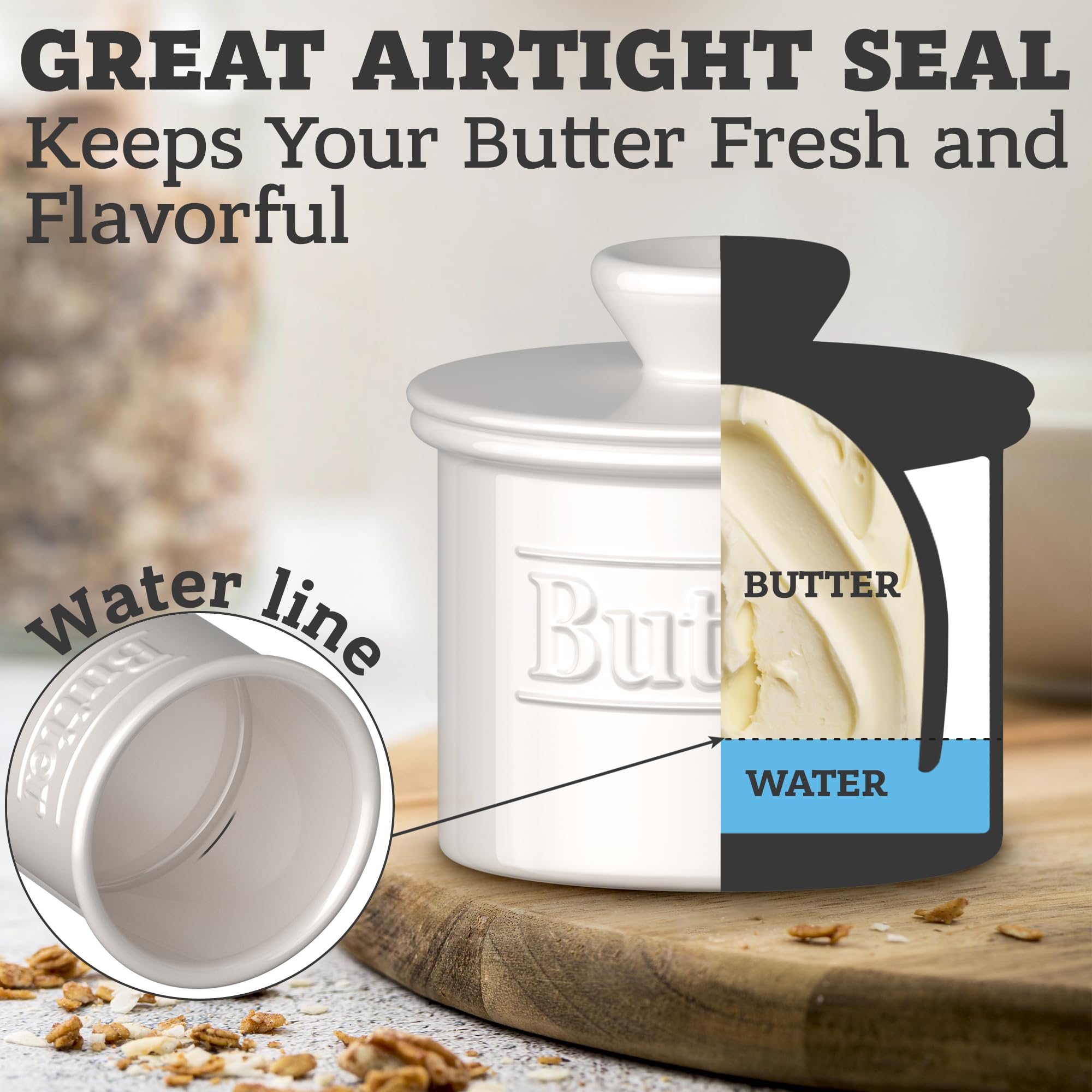 Benicci premium butter crock is dishwasher safe for simple cleaning