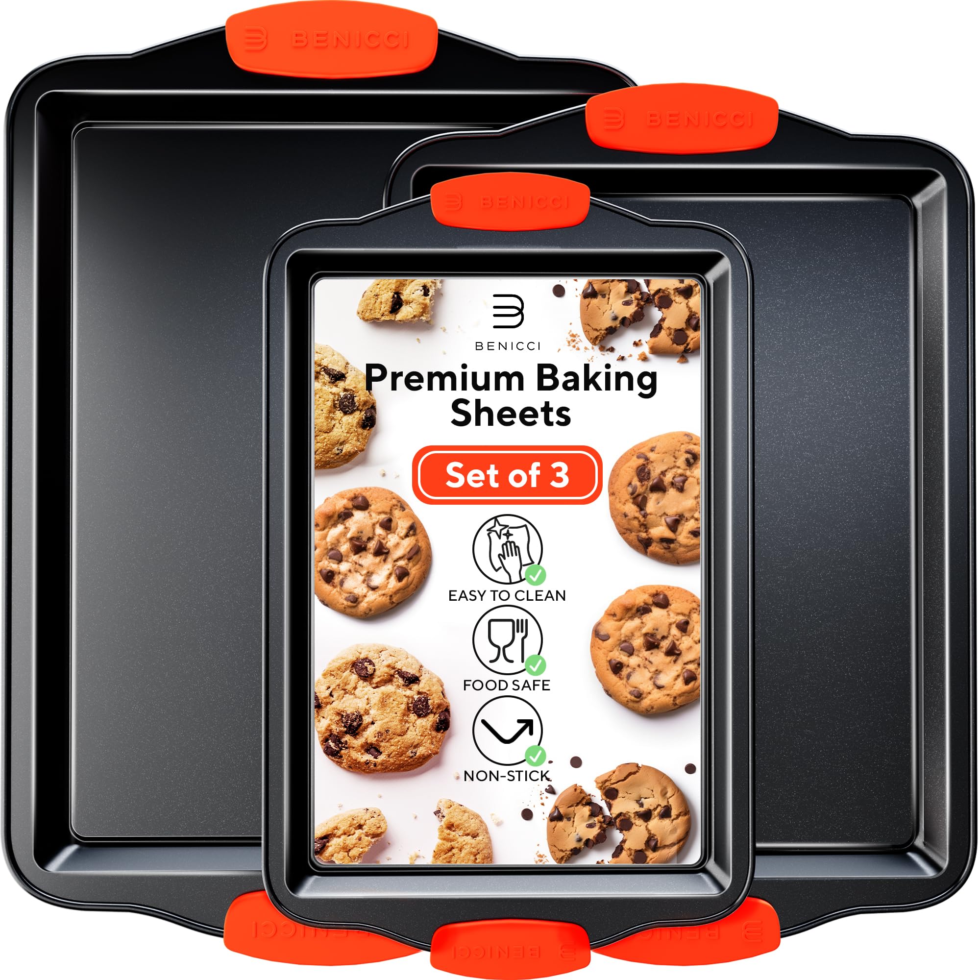 Benicci premium non-stick baking sheets set of three for easy, even baking