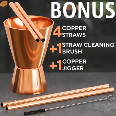 Benicci pure copper straws 4-pack for safe sipping and easy cleanup.
