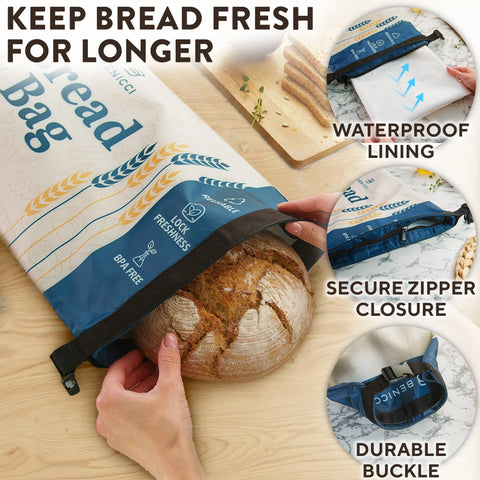 Benicci sustainable bread bags made from recycled materials