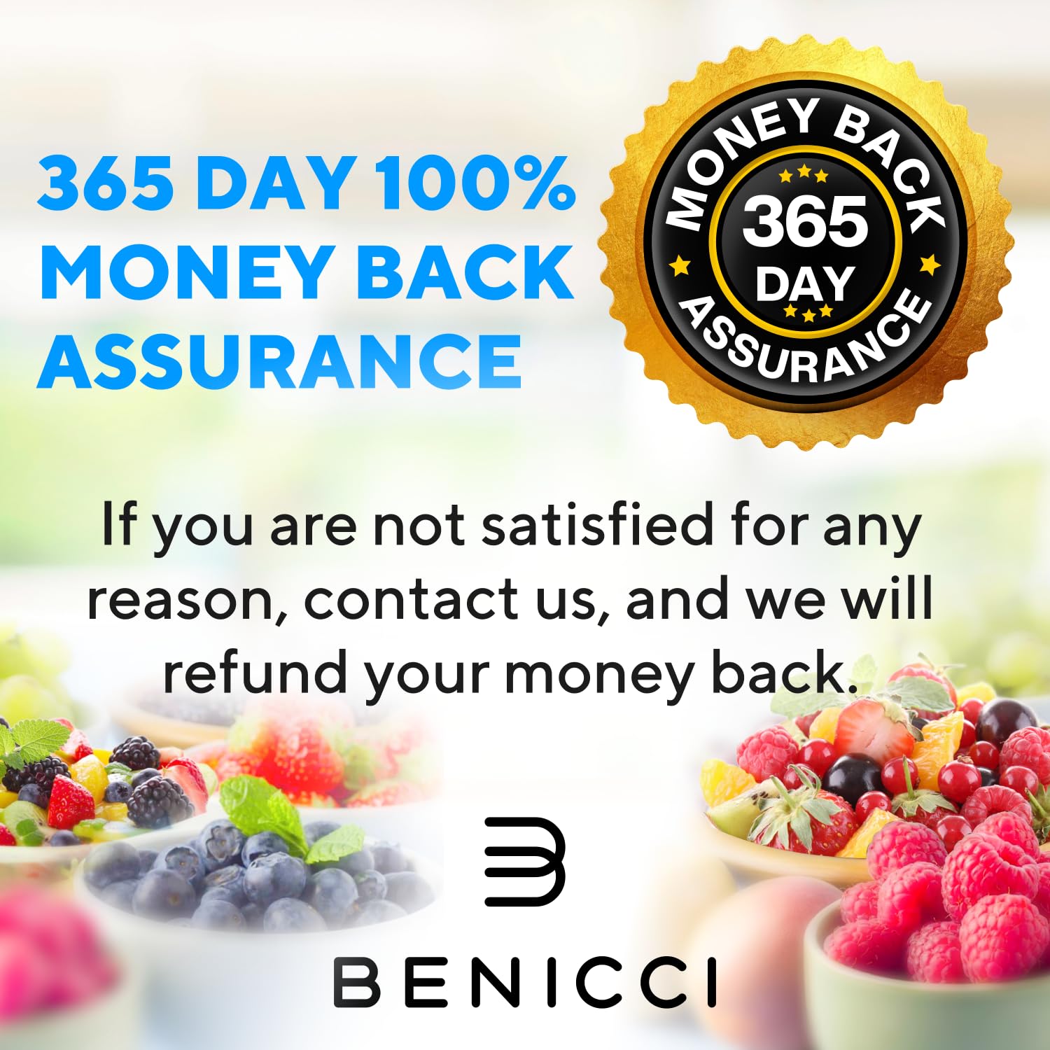 Benicci transparent BPA-free plastic is durable and dishwasher-safe for simple cleanup.