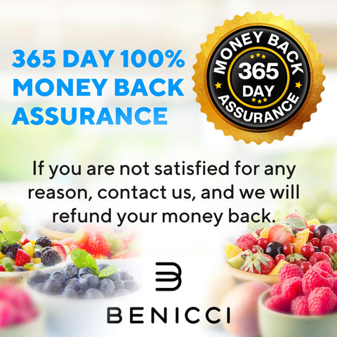 Benicci transparent BPA-free plastic is durable and dishwasher-safe for simple cleanup.