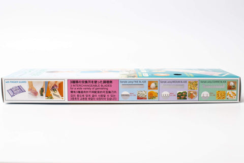 Benriner old-version on-counter usage demonstrates quick vegetable prep.
