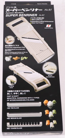 Benriner Super Slicer safety guard protecting fingers during slicing