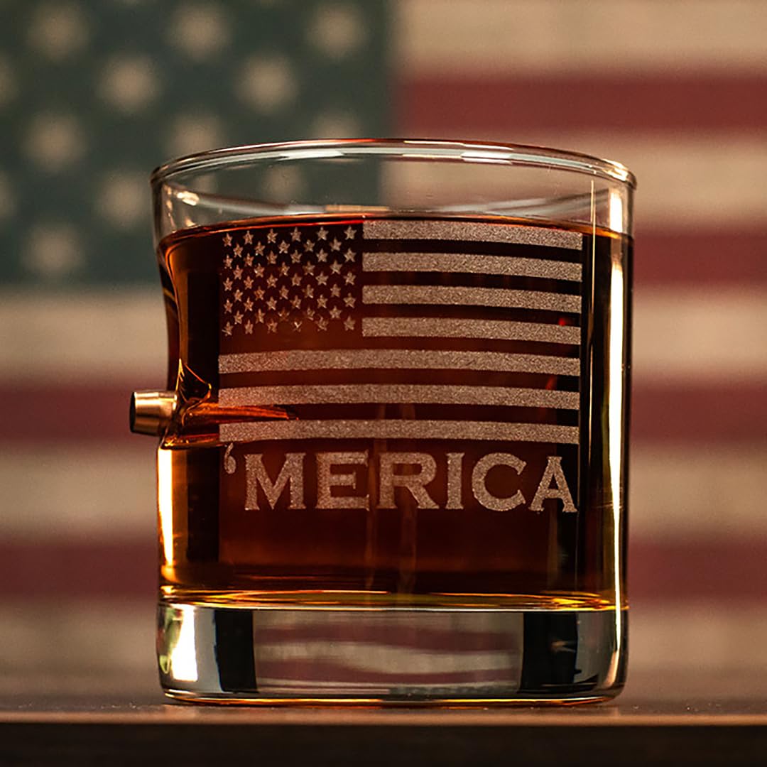 BenShot Merica 11oz rocks glass ready for a satisfying whiskey pour