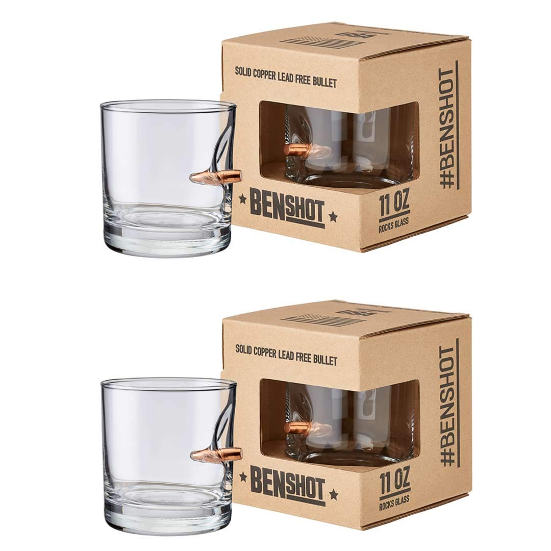 BenShot rocks glass with real .308 bullet encased for a bold, conversation-starting centerpiece.