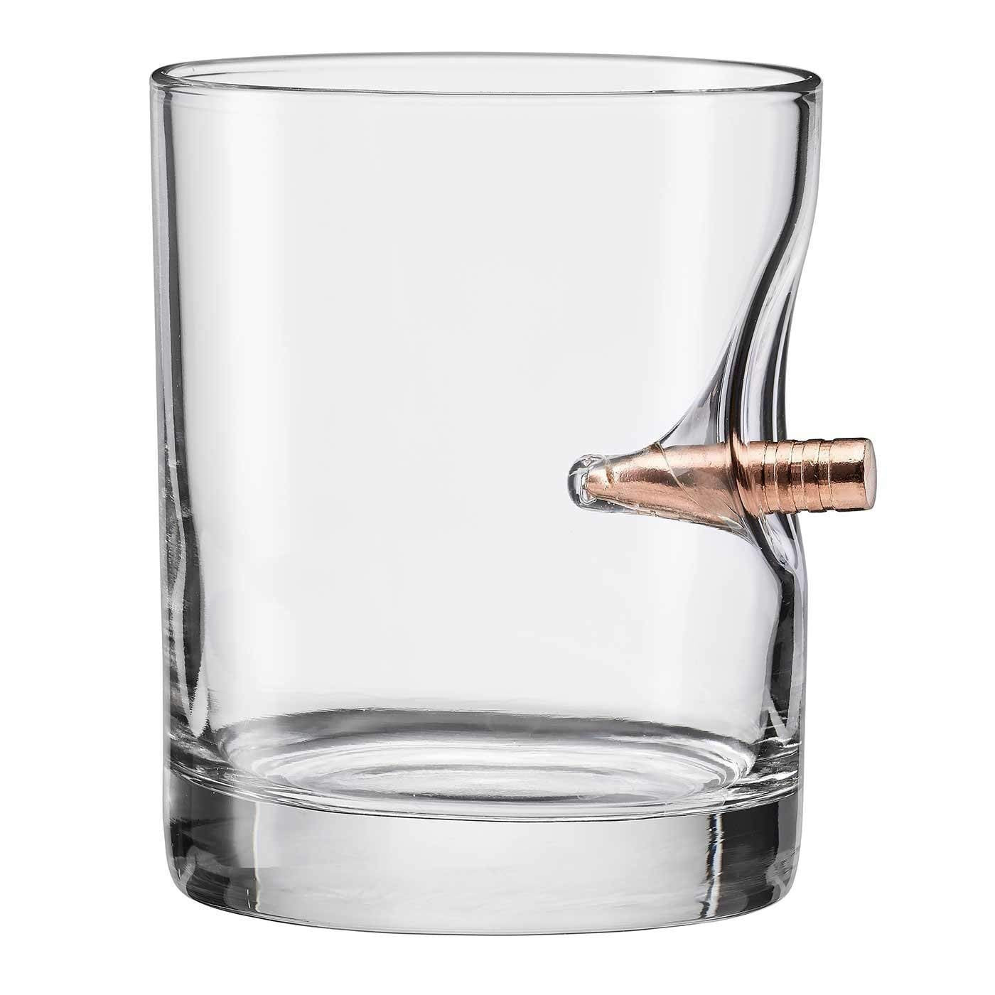 BenShot 11oz rocks glass shows crystal clarity and a unique focal point.