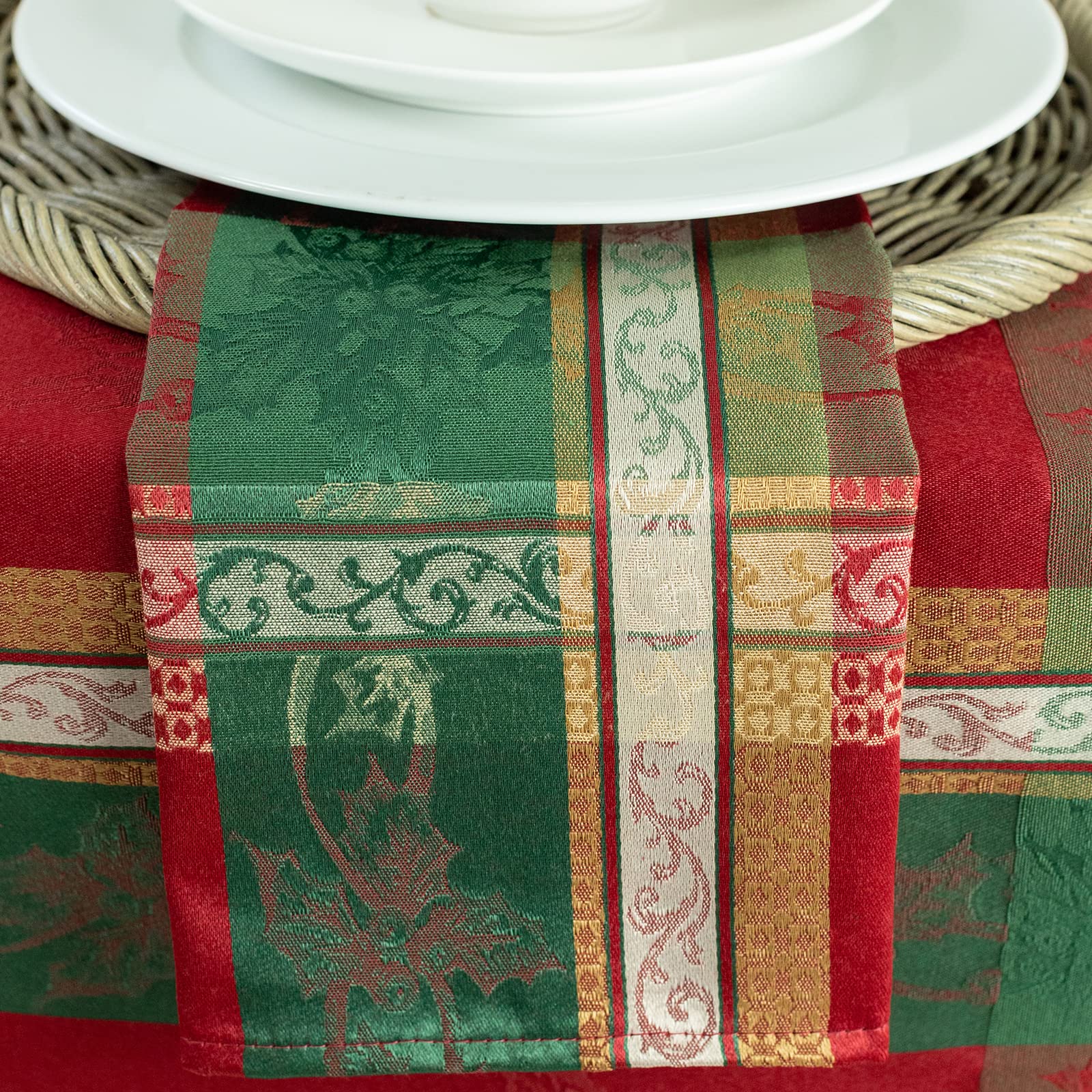 Benson Mills Holiday Legacy napkins on a dining table ready for festive gathering.