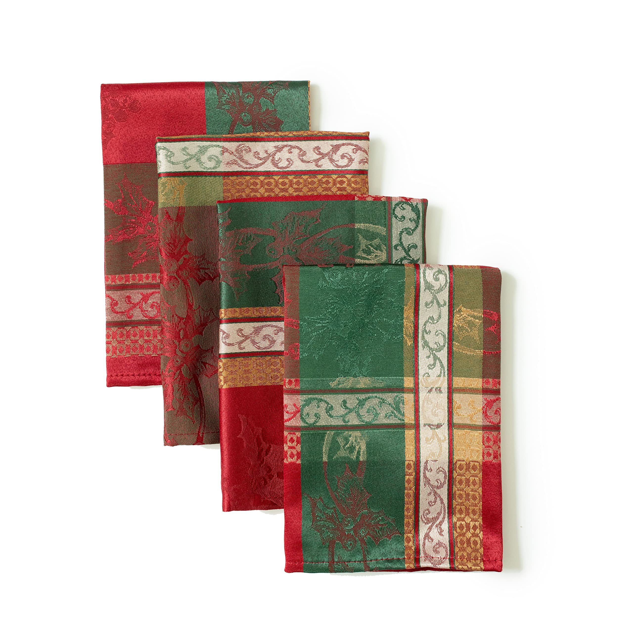 Closeup of Benson Mills Holiday Legacy napkins jacquard fabric, showing durable luxury.
