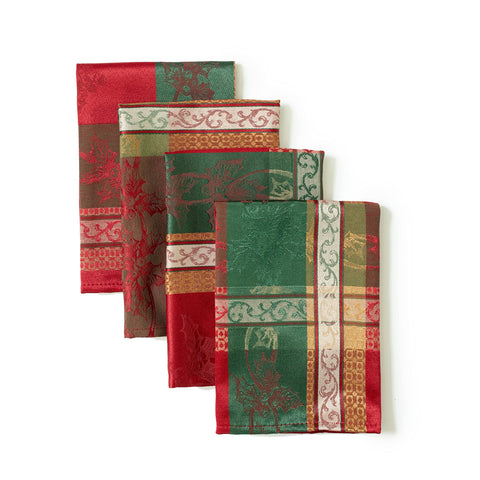 Closeup of Benson Mills Holiday Legacy napkins jacquard fabric, showing durable luxury.