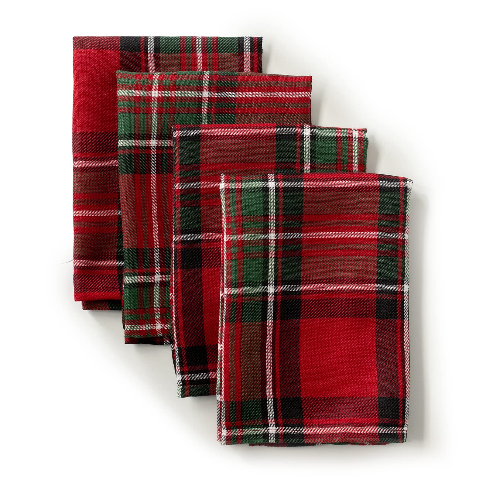 Close-up of yarn-dyed red plaid weave on Benson Mills napkin