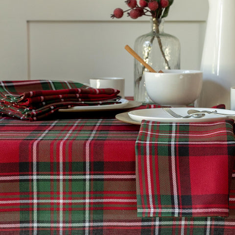 New York designed Benson Mills holiday plaid napkins for winter tables