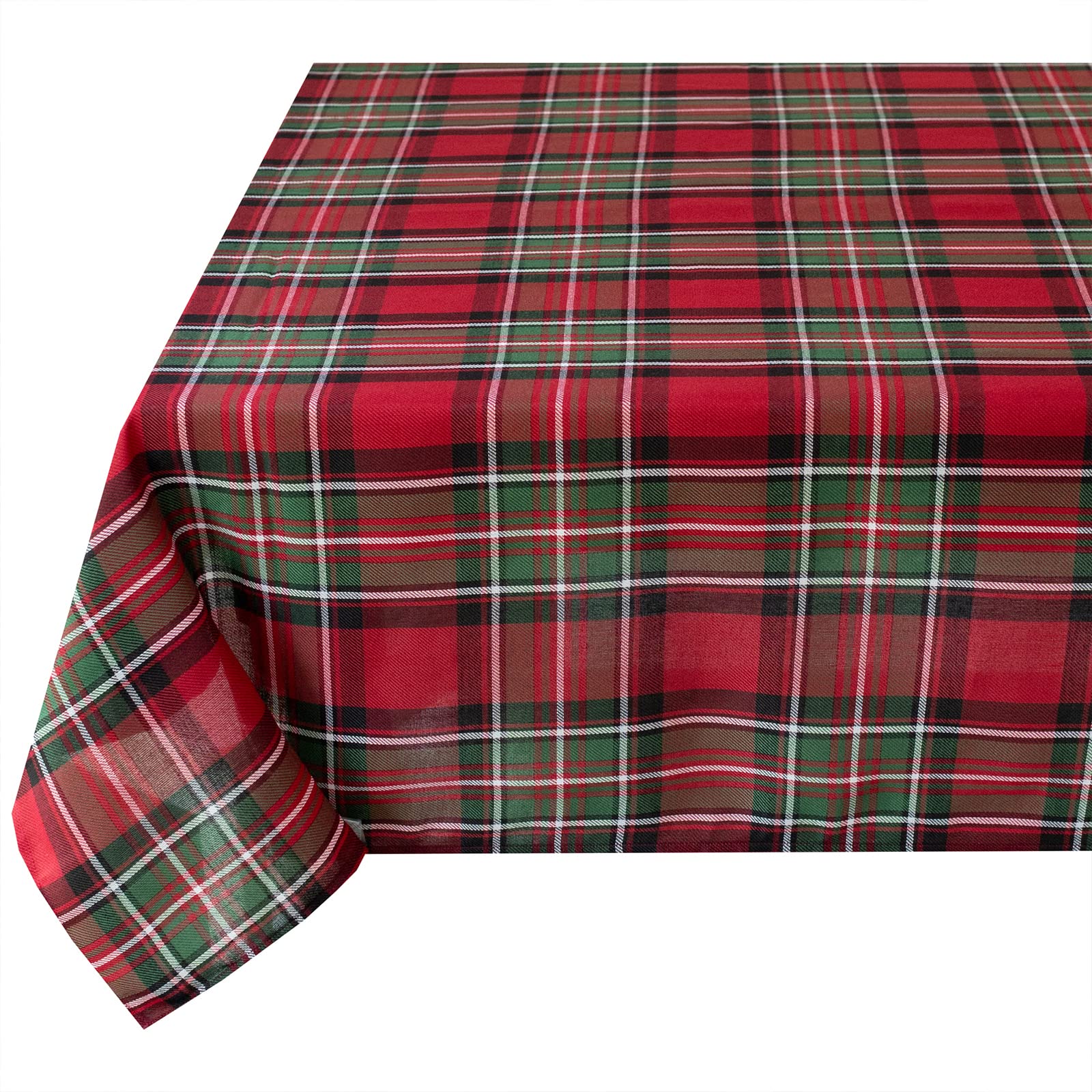 Vibrant red plaid adds warm holiday ambiance
