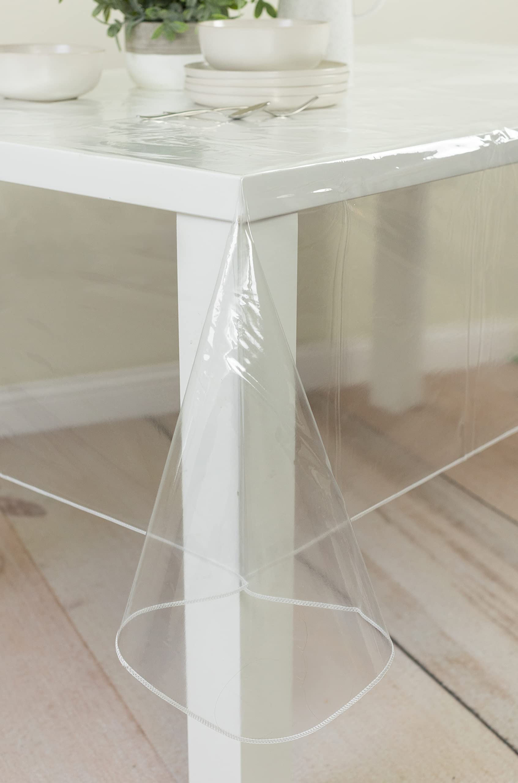 Benson Mills wipe-clean tablecloth; easily removes spills with a damp cloth