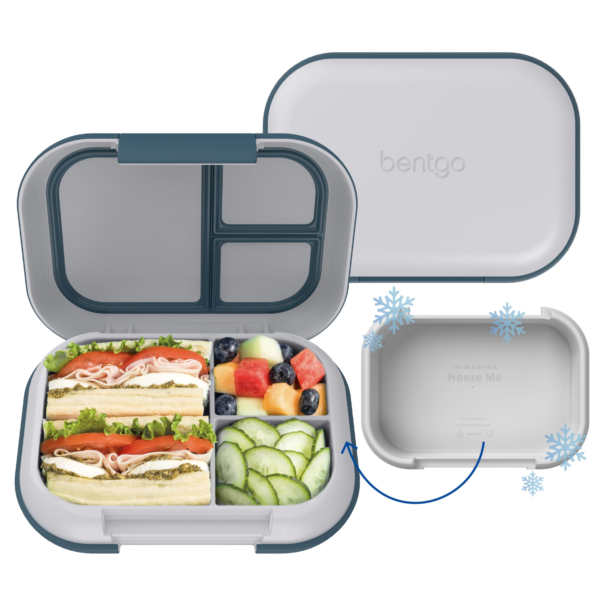 Bentgo Chill Max front view with ice pack showing cooling undertray