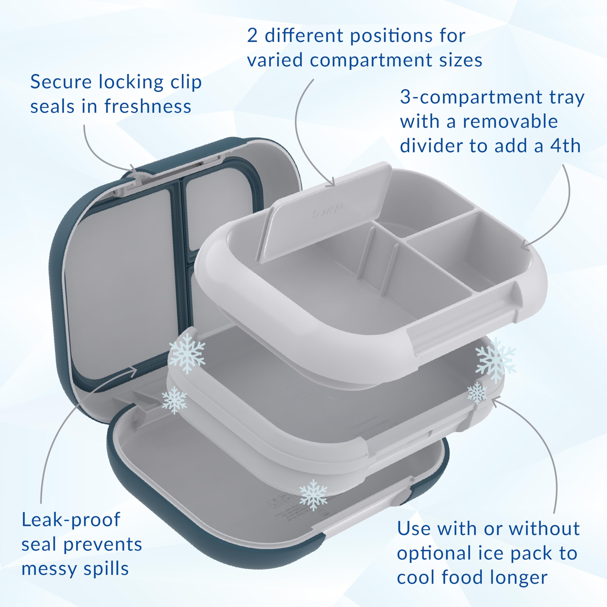 Bentgo Chill Max ice pack beneath tray for hours of cold meals