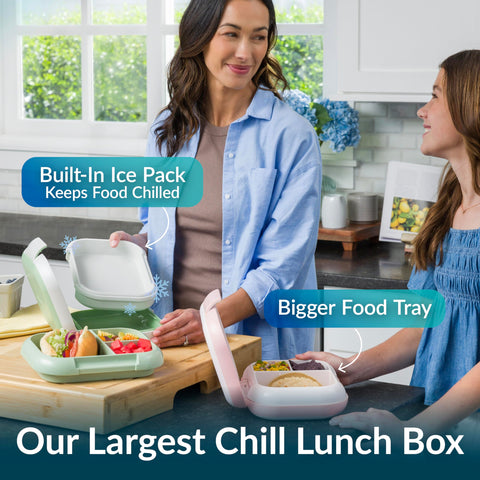 Bentgo Chill Max opened to reveal optional divider and multiple compartments.