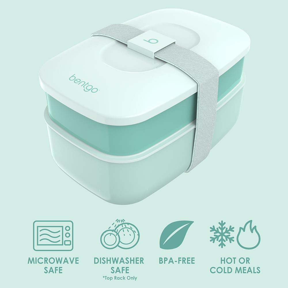 Bentgo Classic Coastal Aqua interior reveals three compartments for portion control.