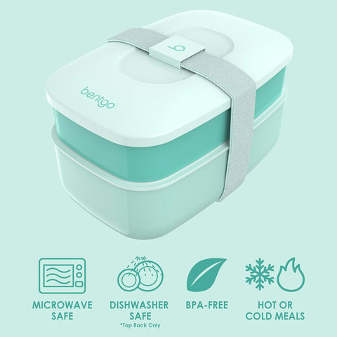 Bentgo Classic Coastal Aqua interior reveals three compartments for portion control.