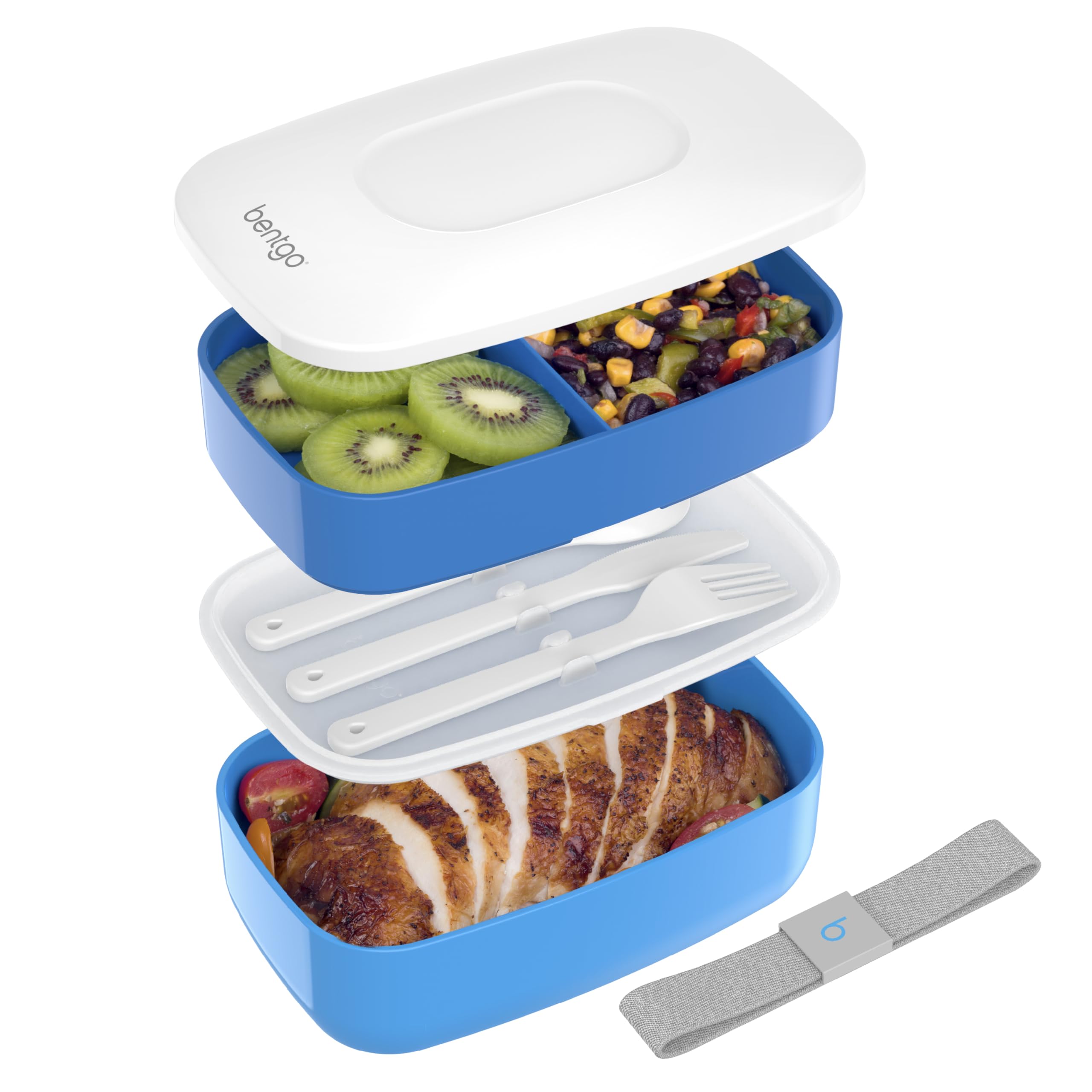 Bentgo Classic lunch box top view showing compact three compartments for meals.