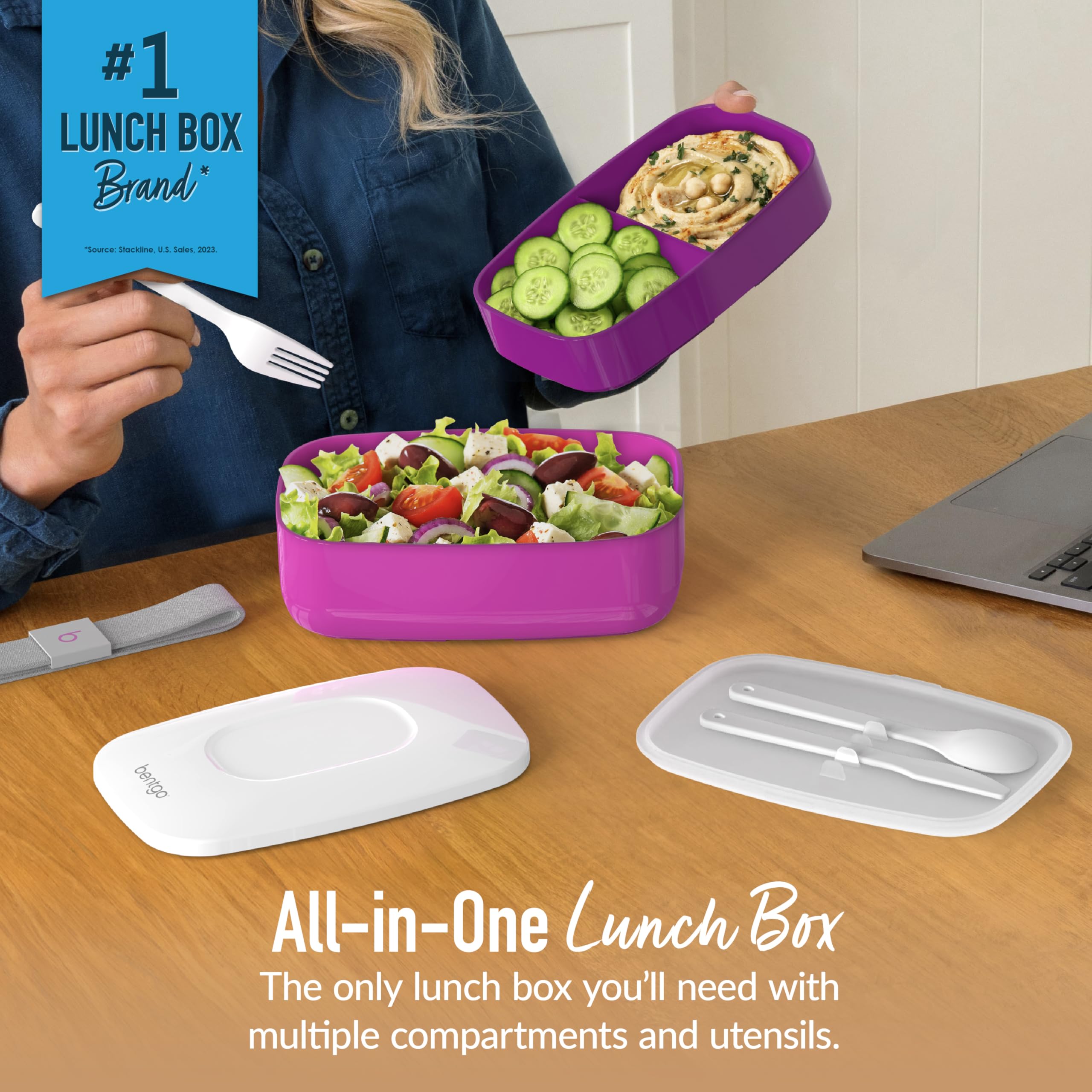Bentgo Classic open layout reveals three compartments for portion control