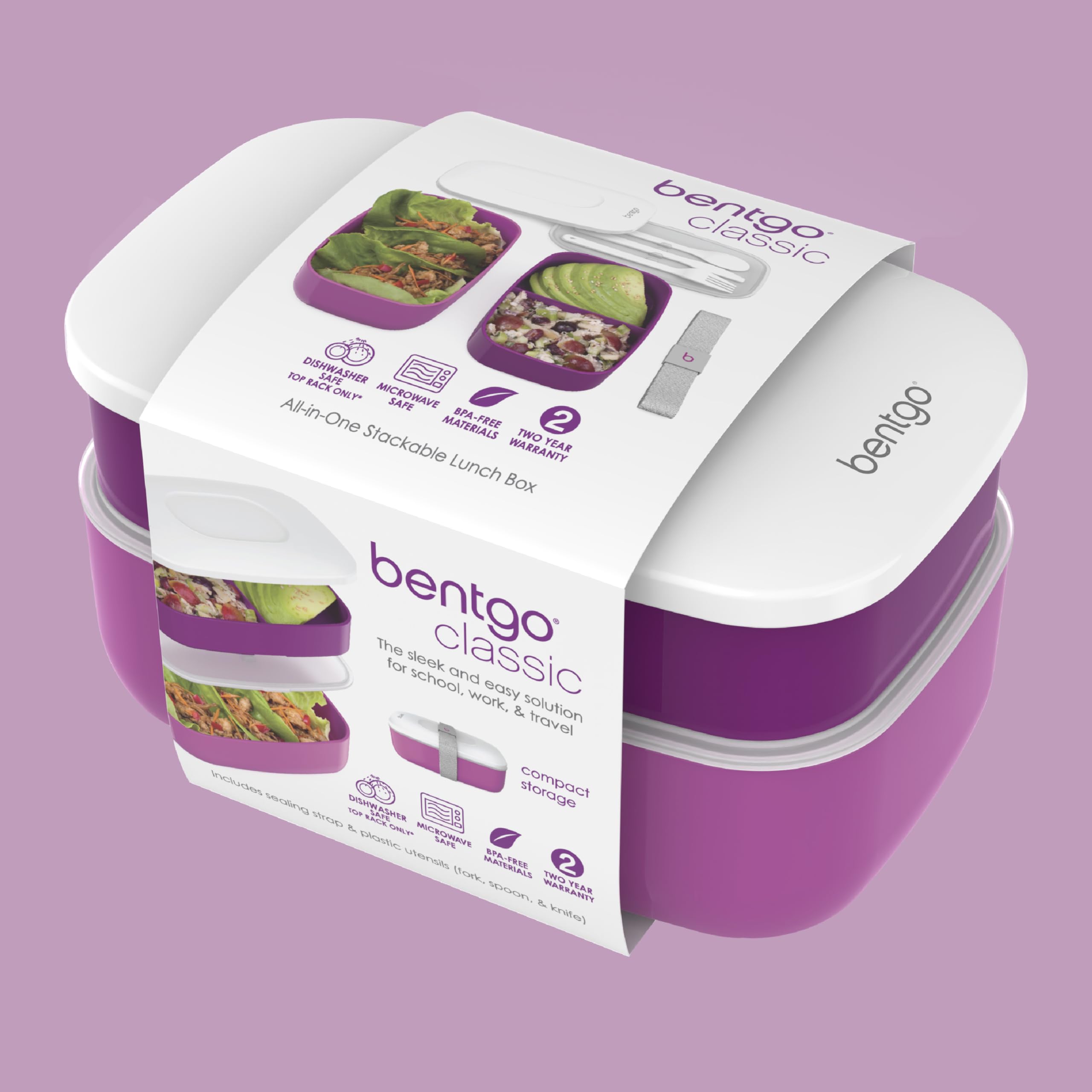 Bentgo Classic purple lunch box ready for school or work