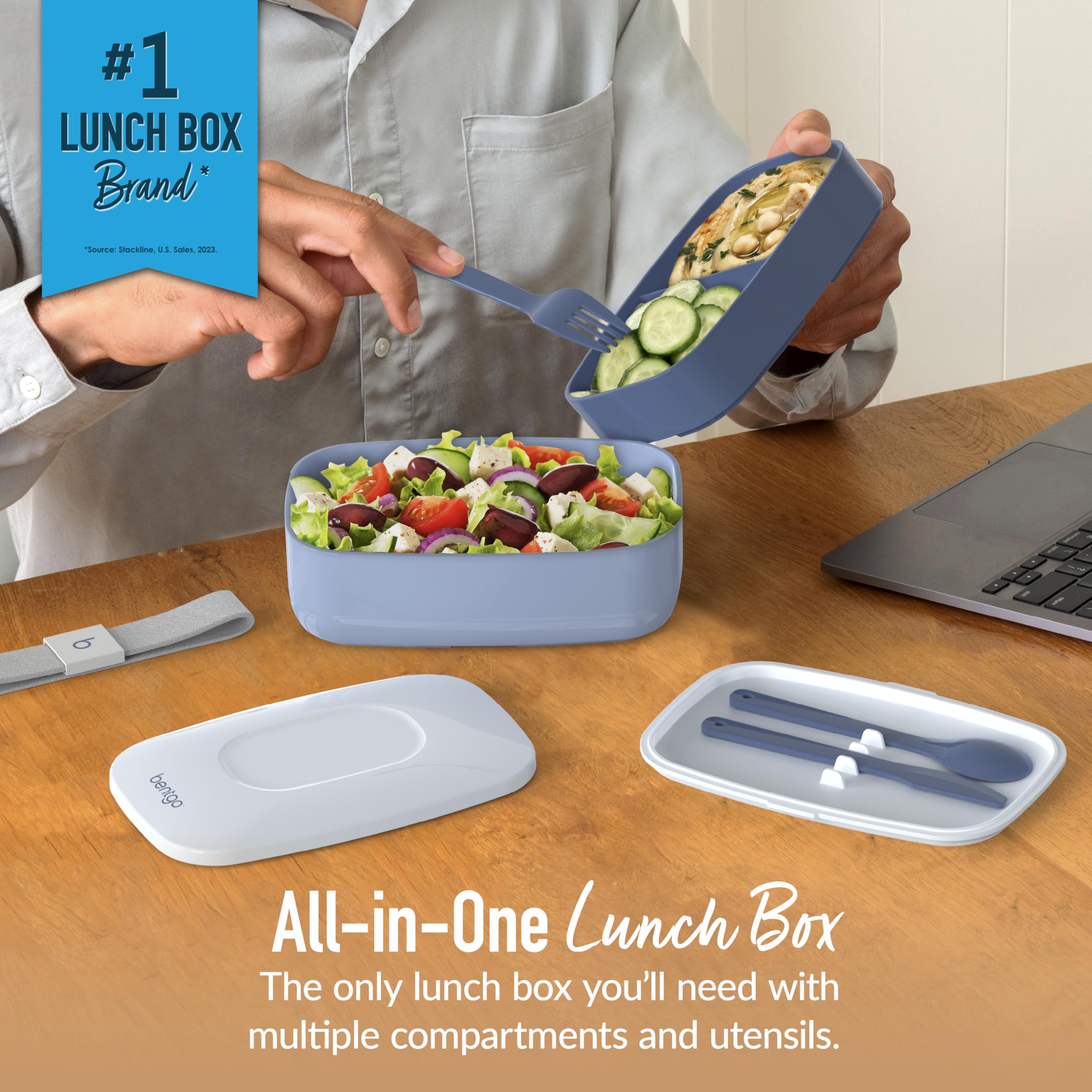 Bentgo Classic Slate stackable design helps save space in bags.