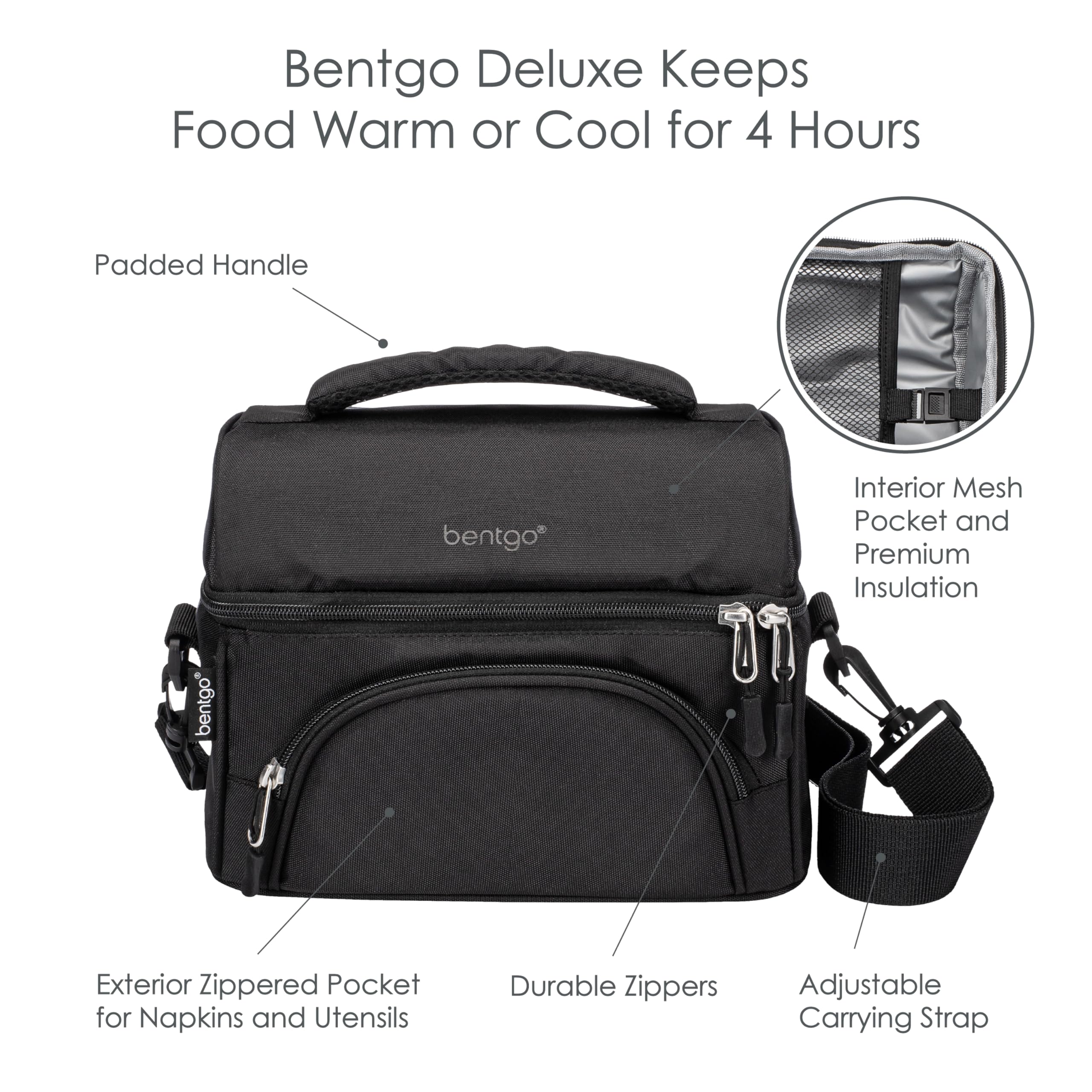 Bentgo Deluxe Lunch Bag adjustable strap for hands-free carrying