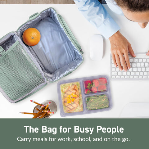 Bentgo Deluxe insulation compartment keeps meals warm or cool on the go.