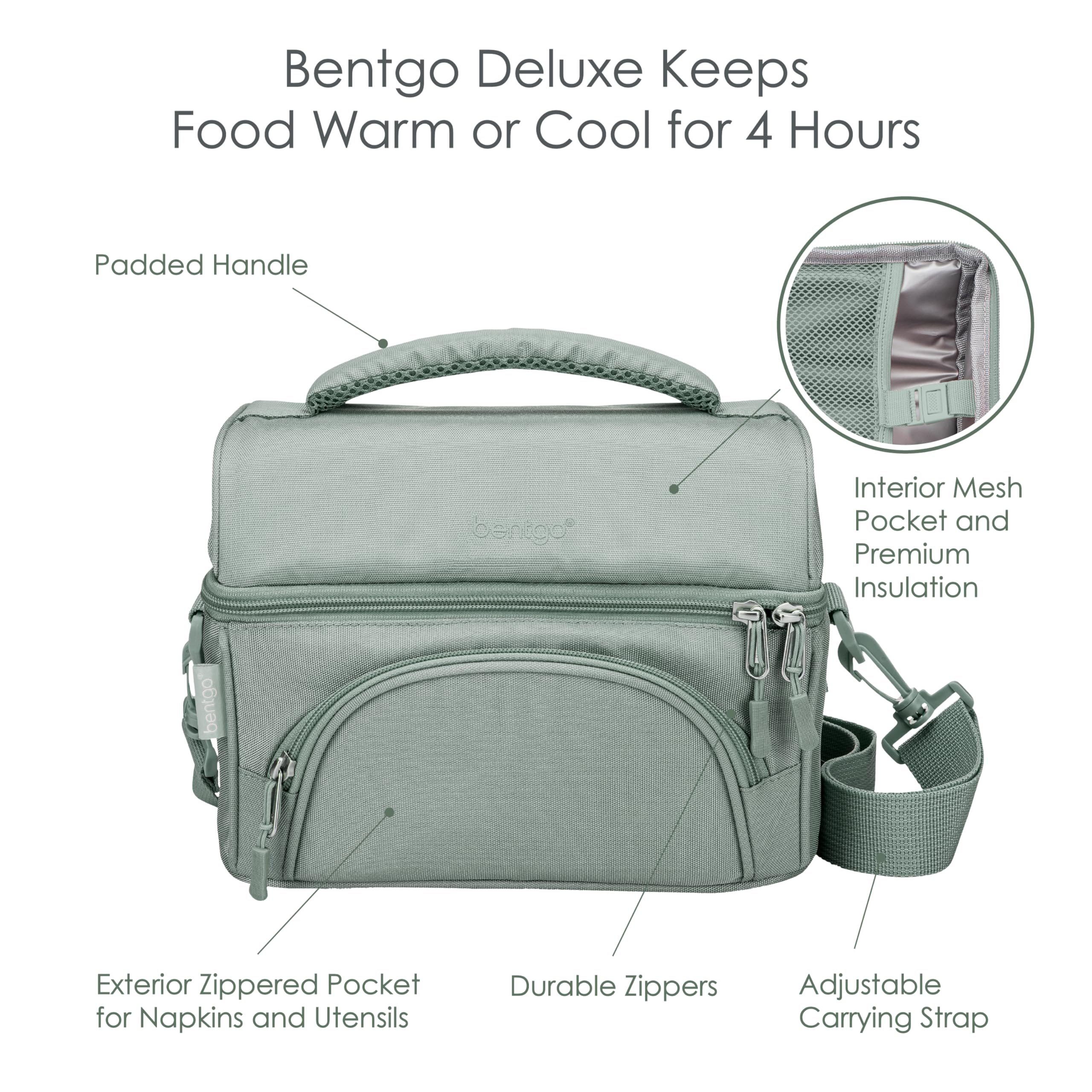 Bentgo Deluxe internal mesh pocket holds an ice pack or small snacks.