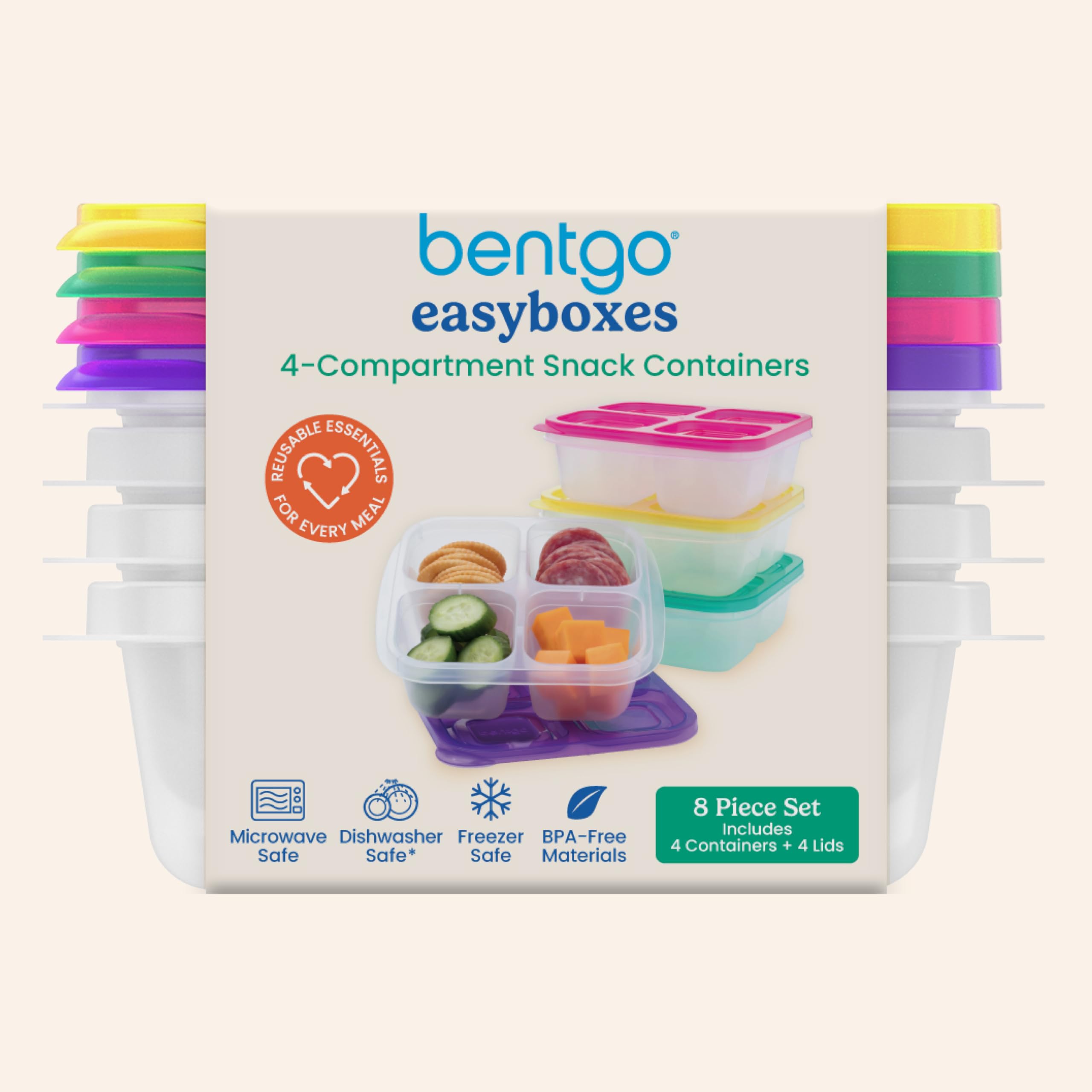 Compact Bentgo Easyboxes storage fit for backpacks and lunch bags.