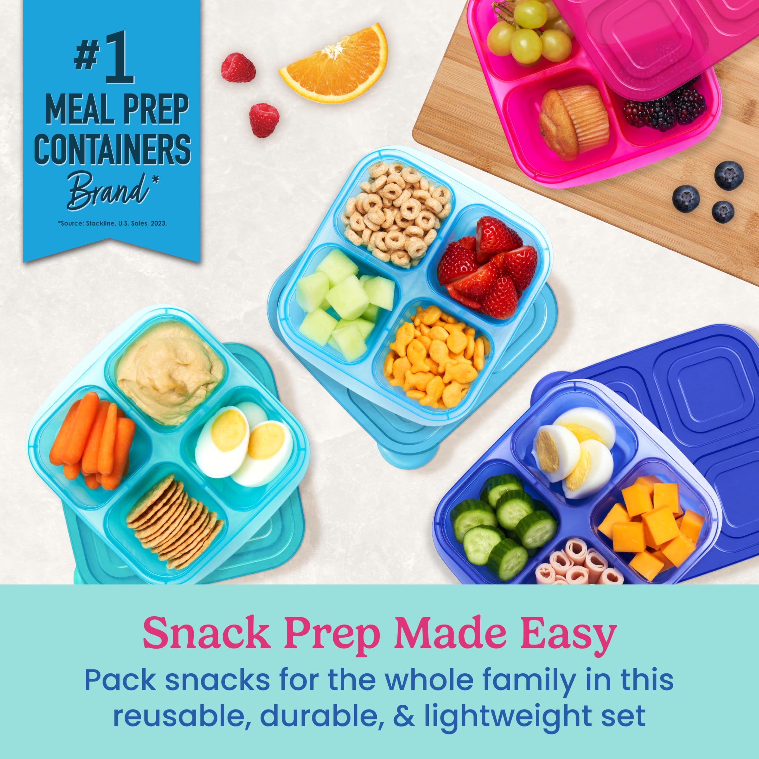 Bentgo Easyboxes custom-fit lids seal freshness on four-compartment trays.