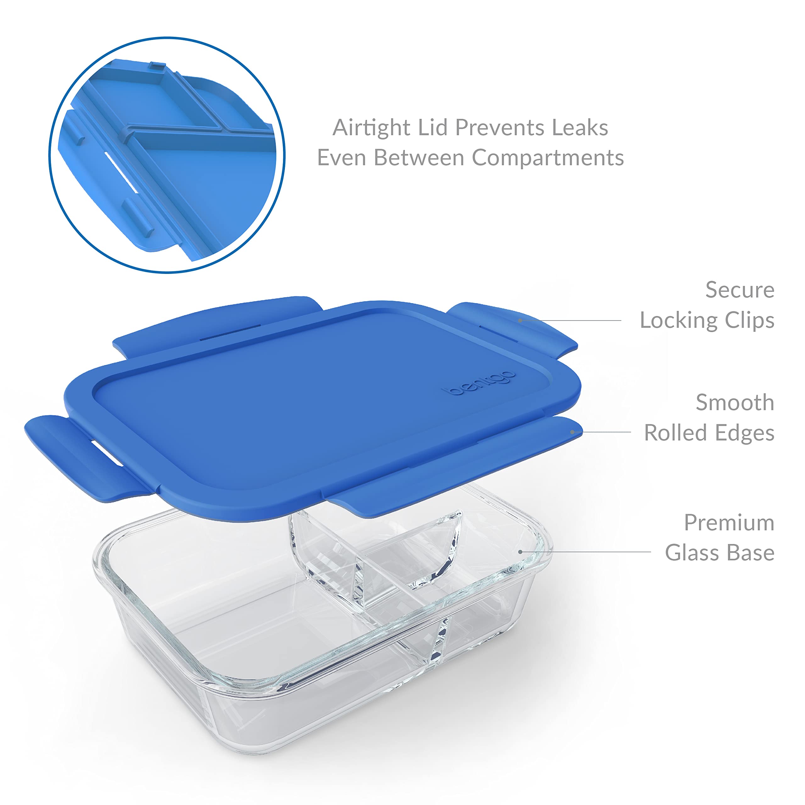 Bentgo Glass Lunch Box airtight seal promotes fresher, mess-free transport.