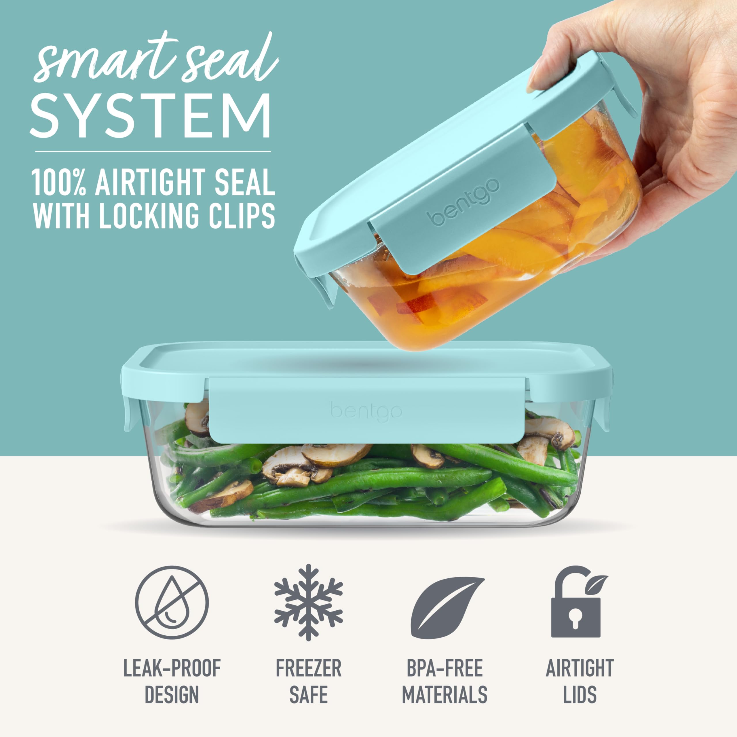 Bentgo Glass in oven and microwave safe design for quick reheats and meal prep.