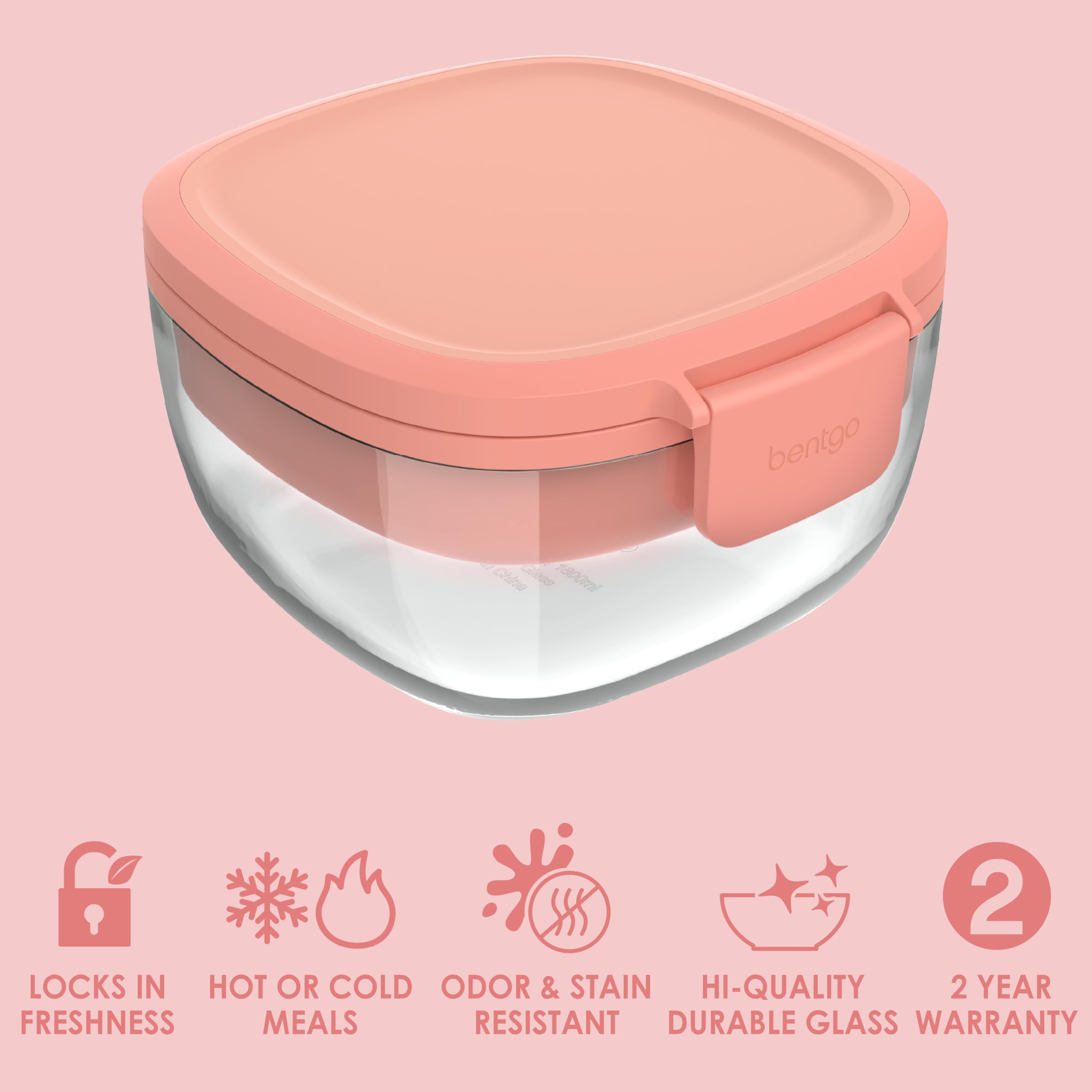 Bentgo Glass 4-compartment tray keeps toppings organized for mixed meals