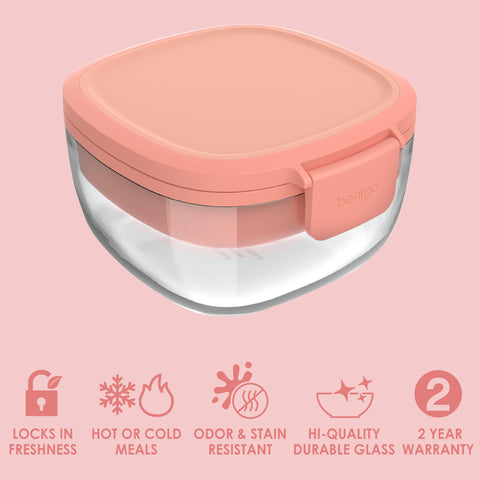 Bentgo Glass 4-compartment tray keeps toppings organized for mixed meals