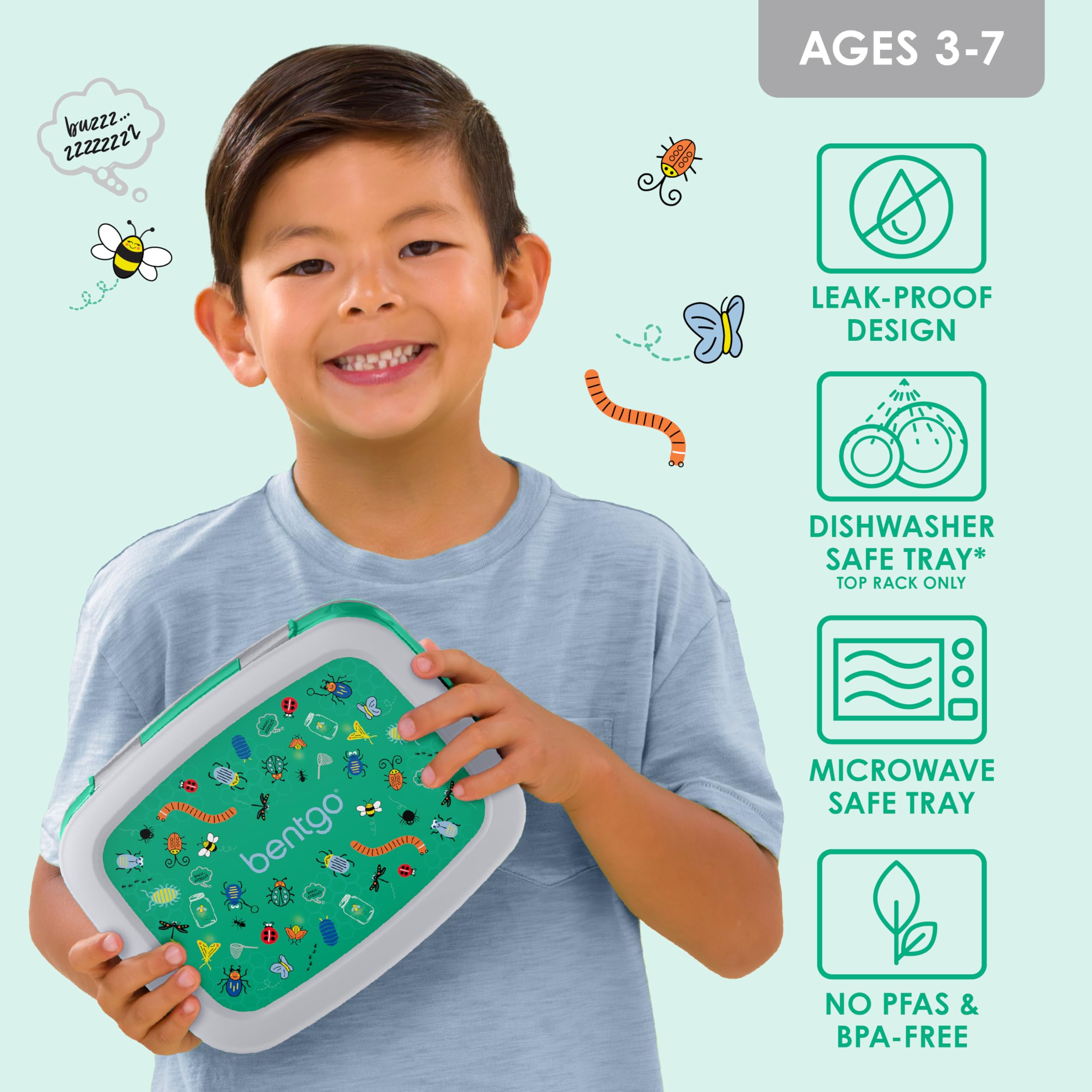 Bentgo Kids Prints durable drop-proof design protects lunches during active days.