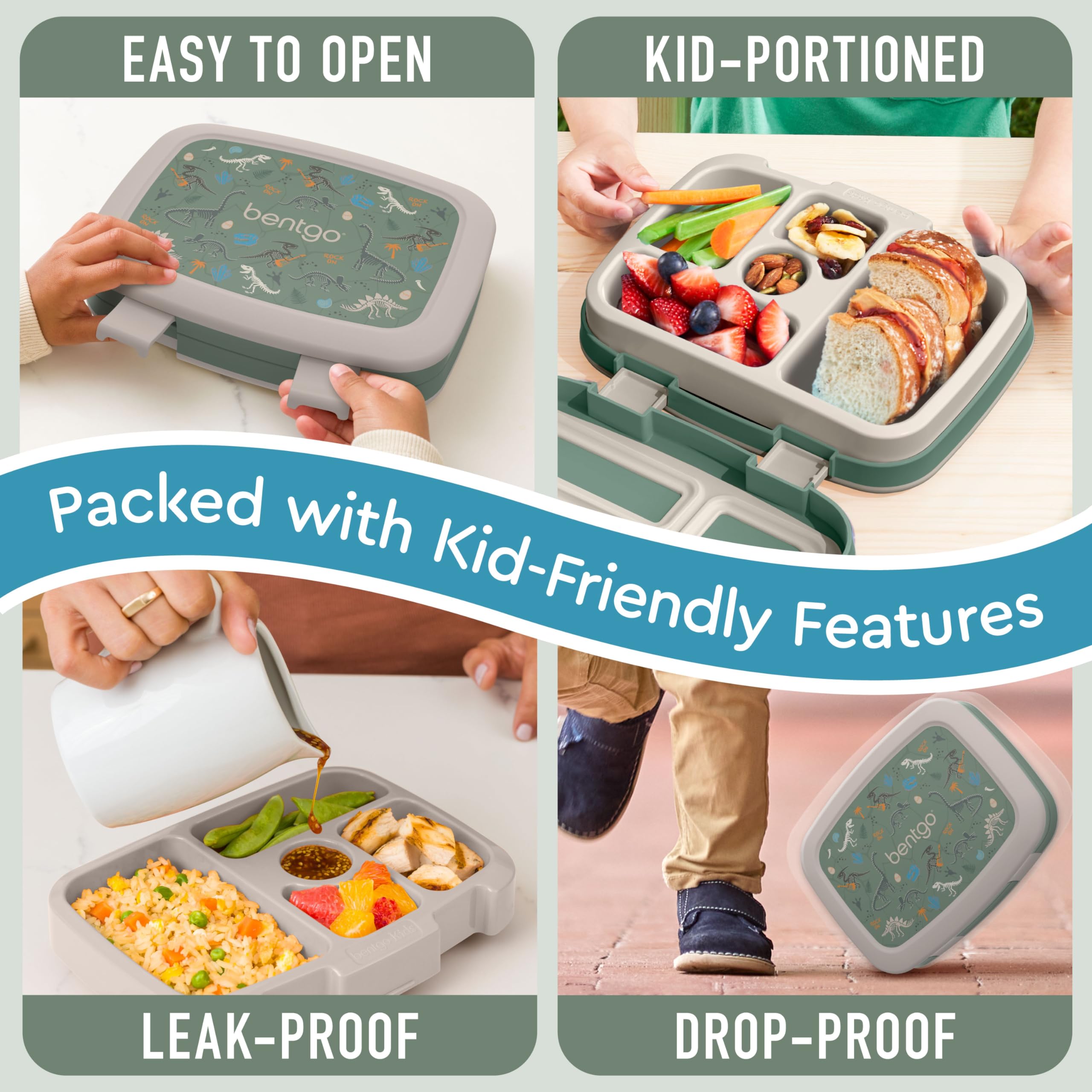 Bentgo Kids Prints microwave and dishwasher-safe for easy reheating and cleaning.