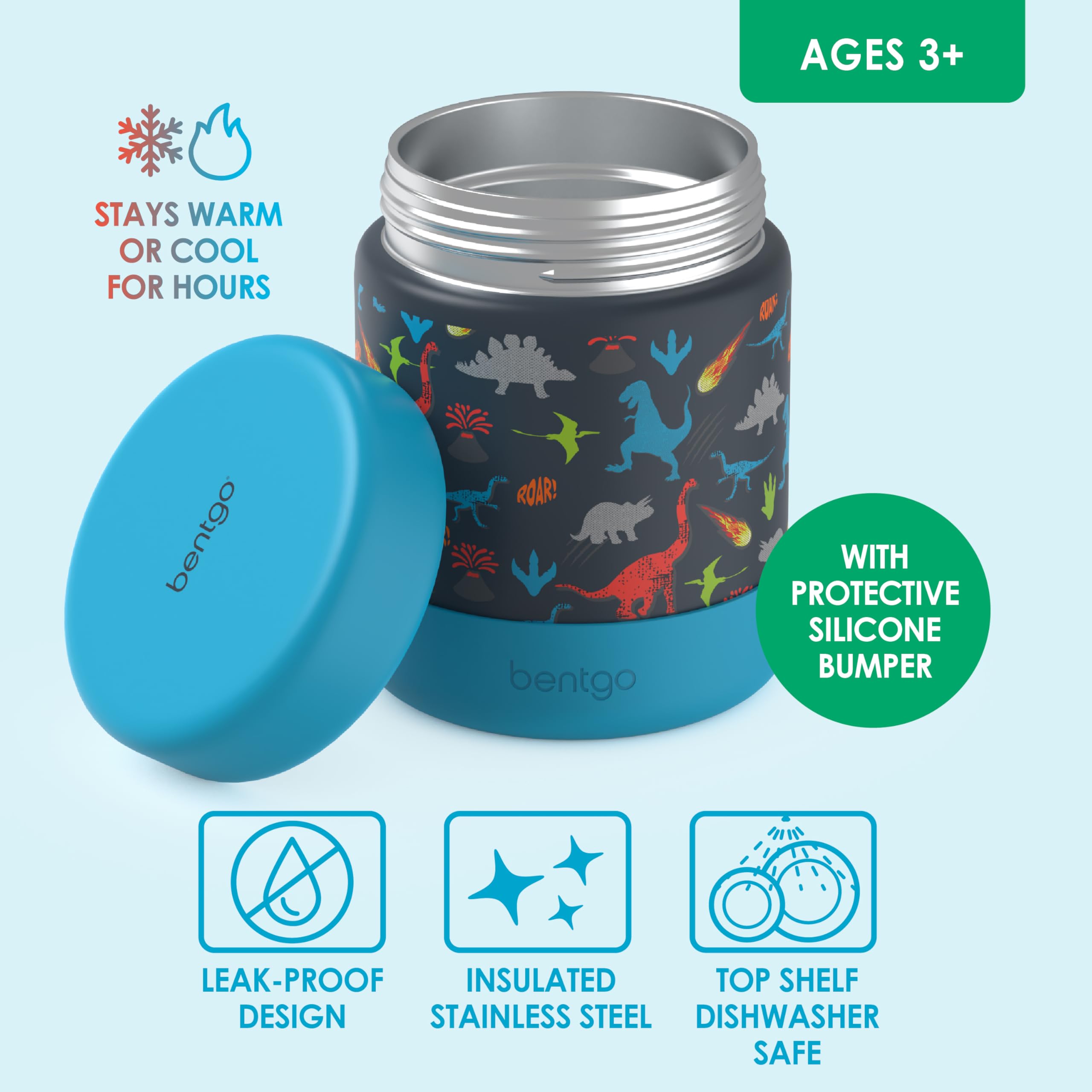 Bentgo Kids removable silicone bumper protects against drops during busy days