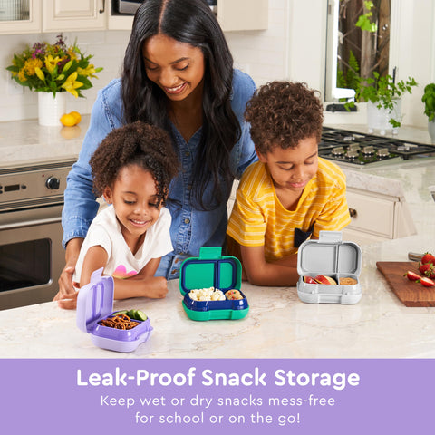 Easy-open latch helps little hands use Bentgo Kids Snack confidently during snack time