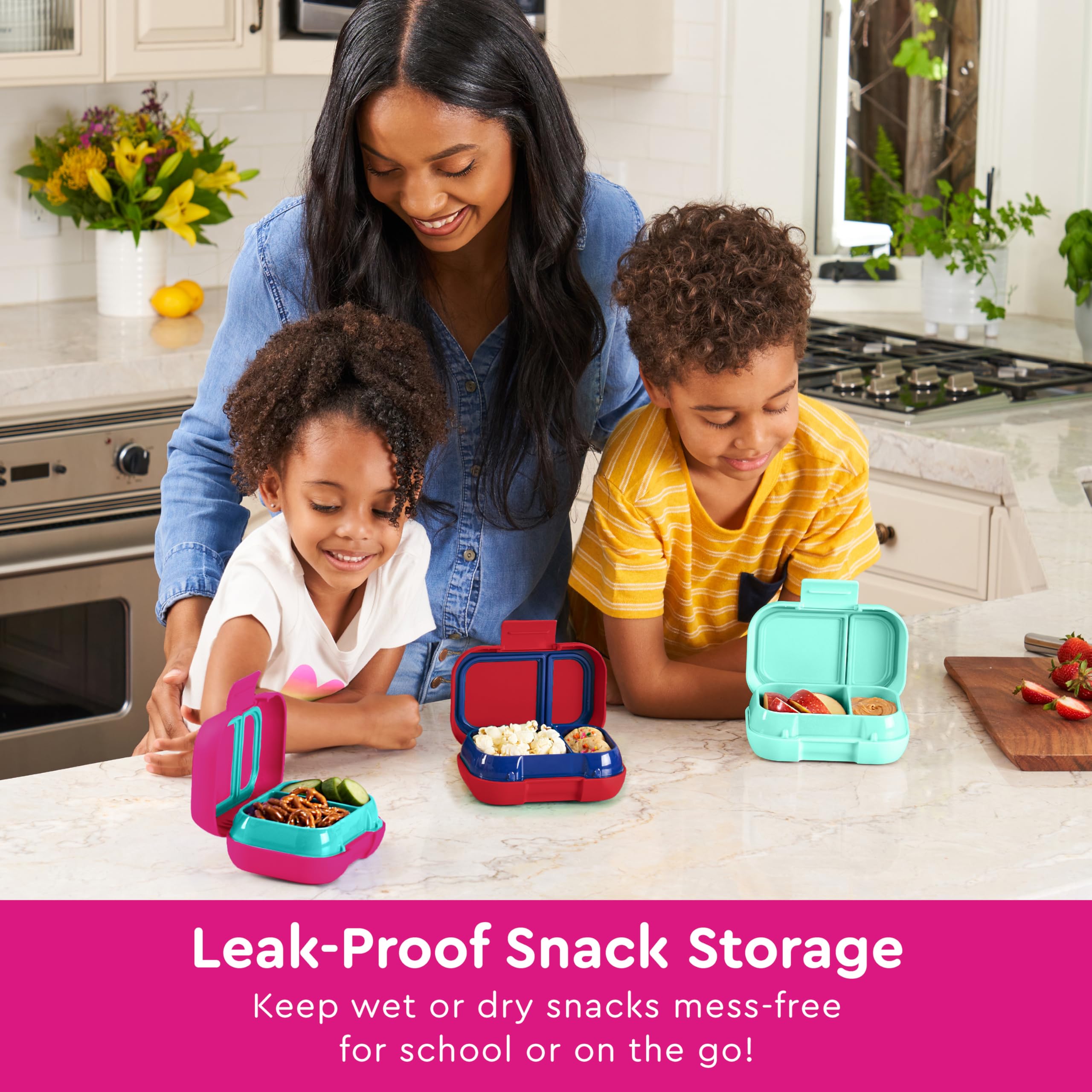 Bentgo Kids Snack leak-proof silicone seal prevents spills during transport