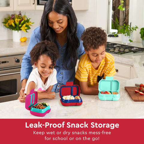 Bentgo Kids Snack leak-proof seal prevents spills during transport.