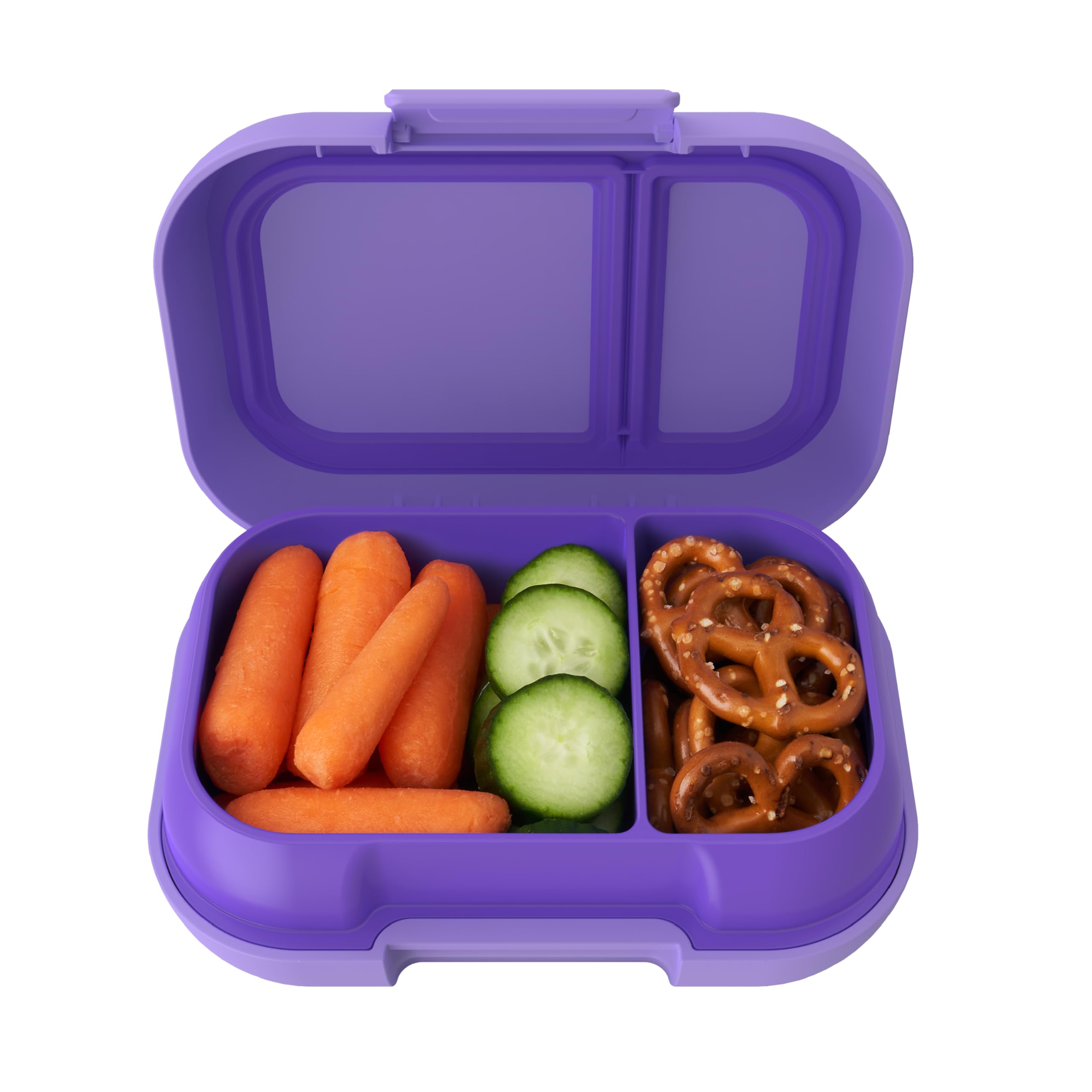 Bentgo Kids Snack two-compartment leak-proof purple box keeps snacks fresh for school