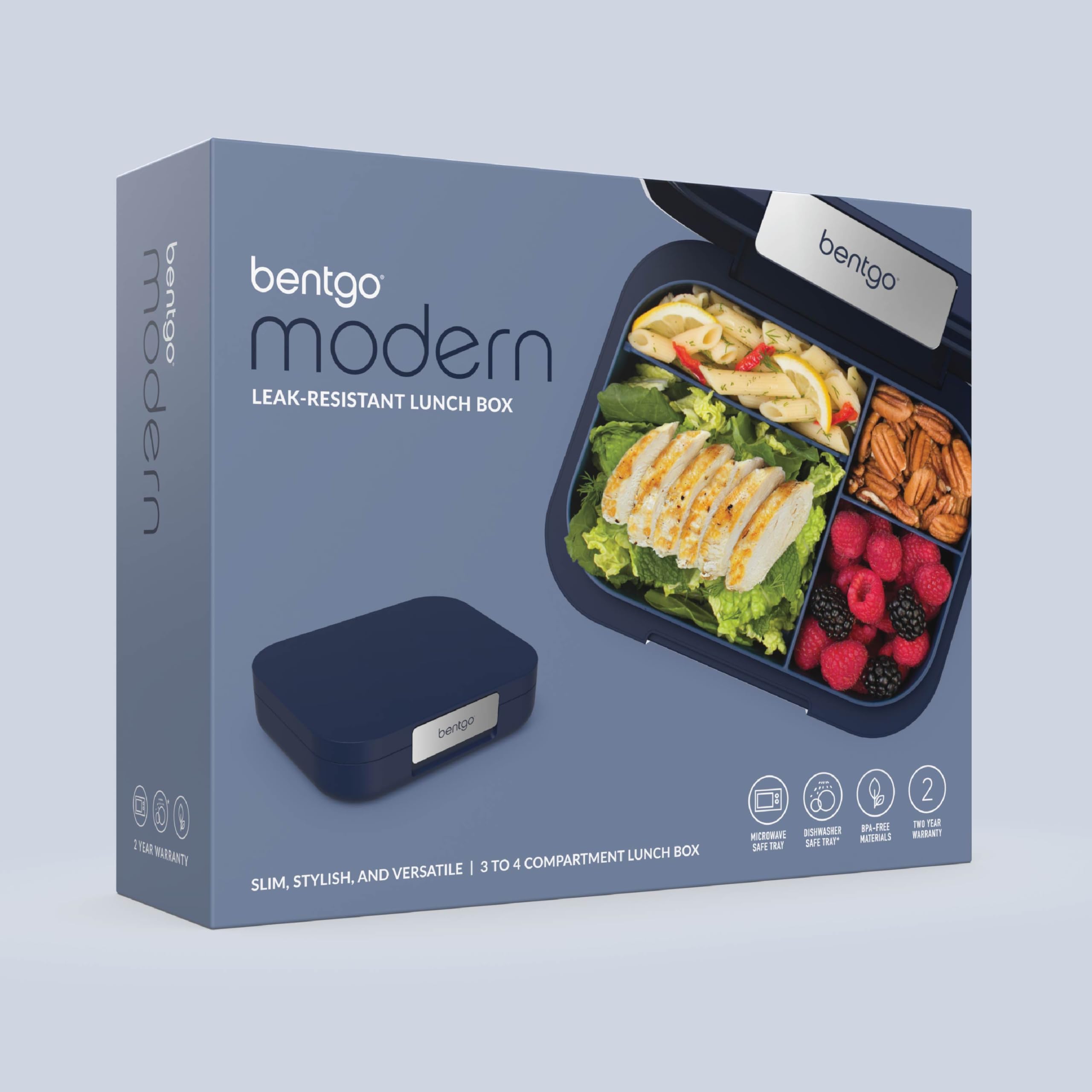 Bentgo Modern navy dishwasher-safe tray simplifies cleanup after busy days