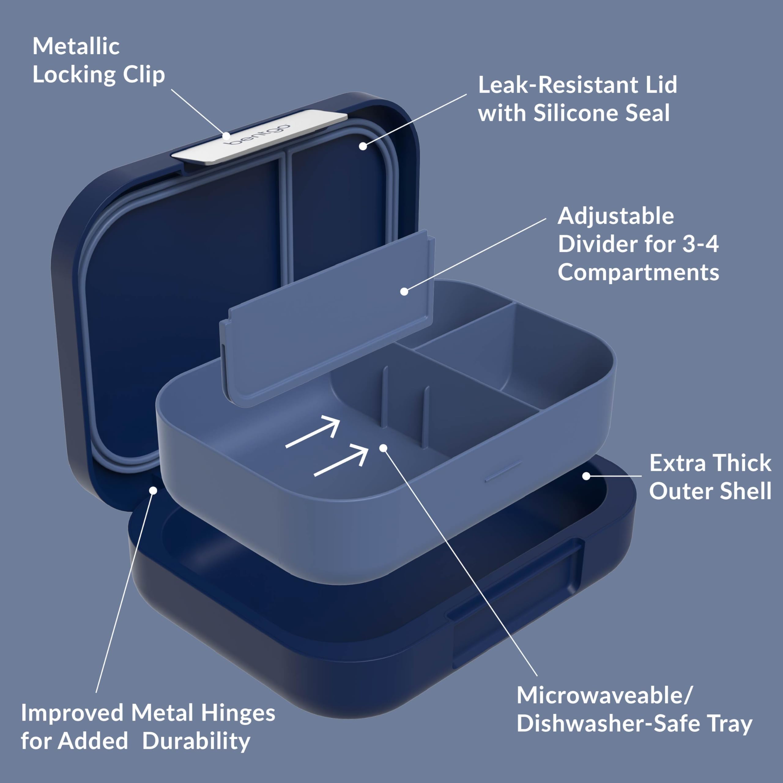Bentgo Modern microwave-safe tray enables easy reheating without transferring meals