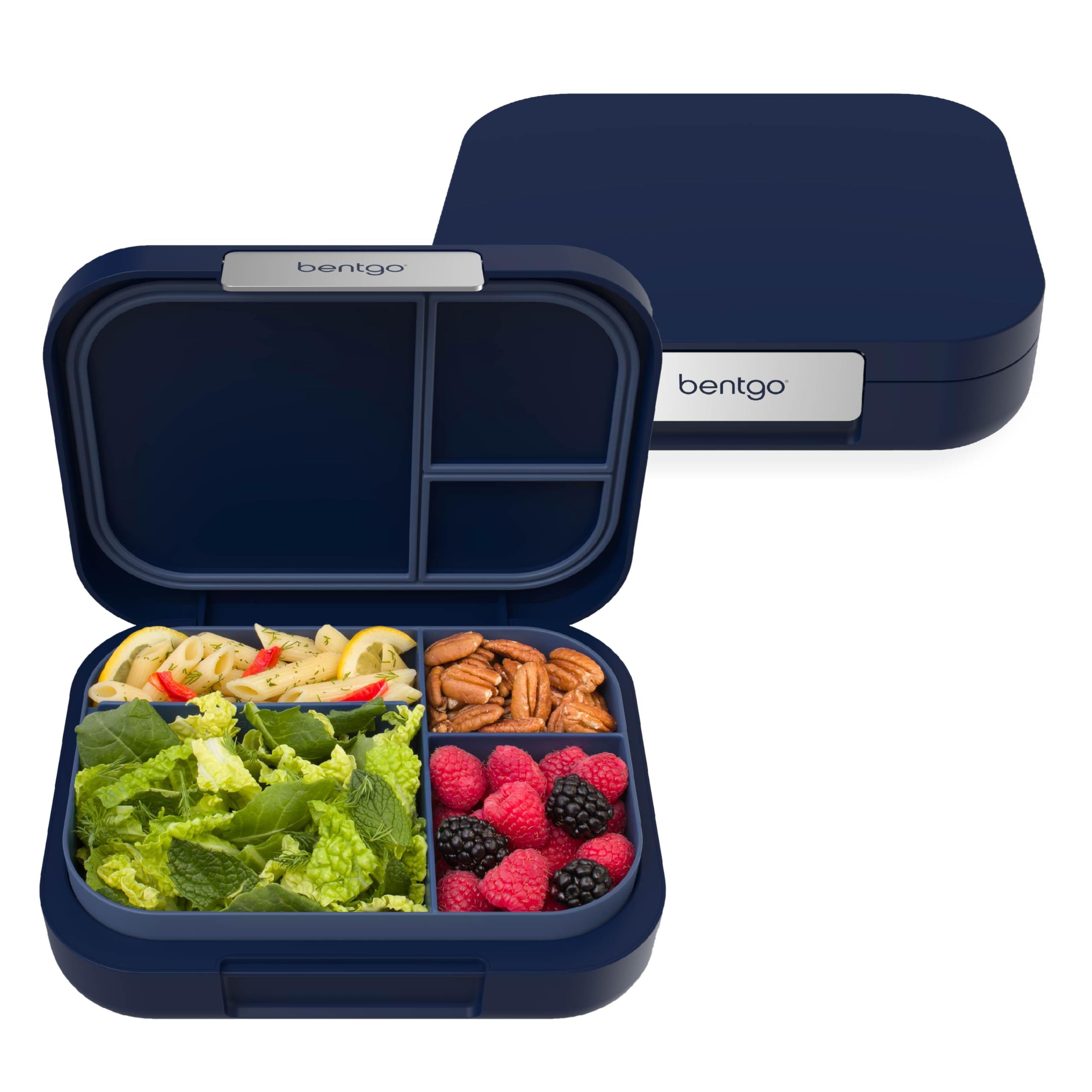 Bentgo Modern navy front view shows a durable lunch box for daily meals