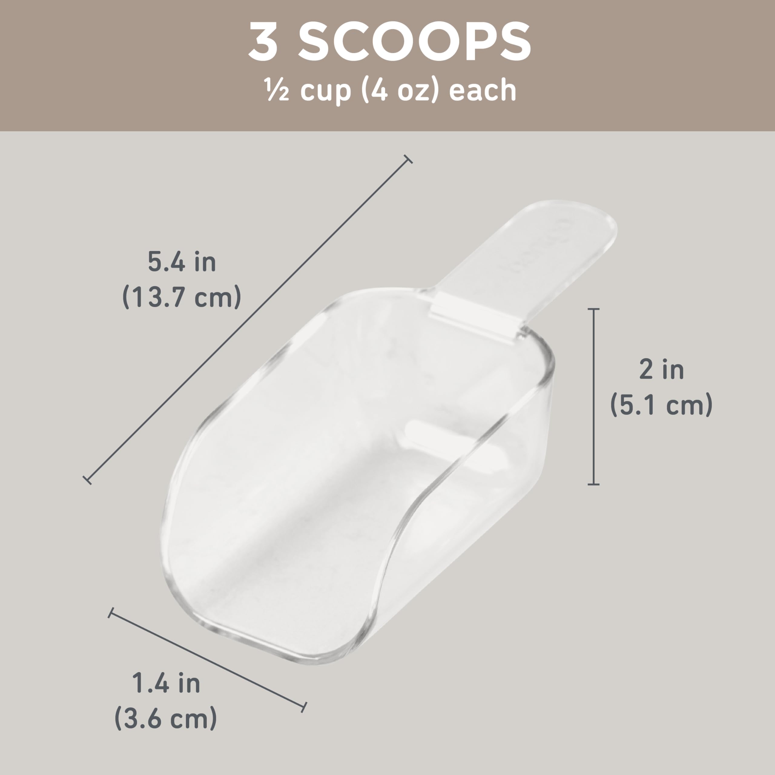 Bentgo Pantry 1/2 cup capacity scoop measures ingredients accurately.