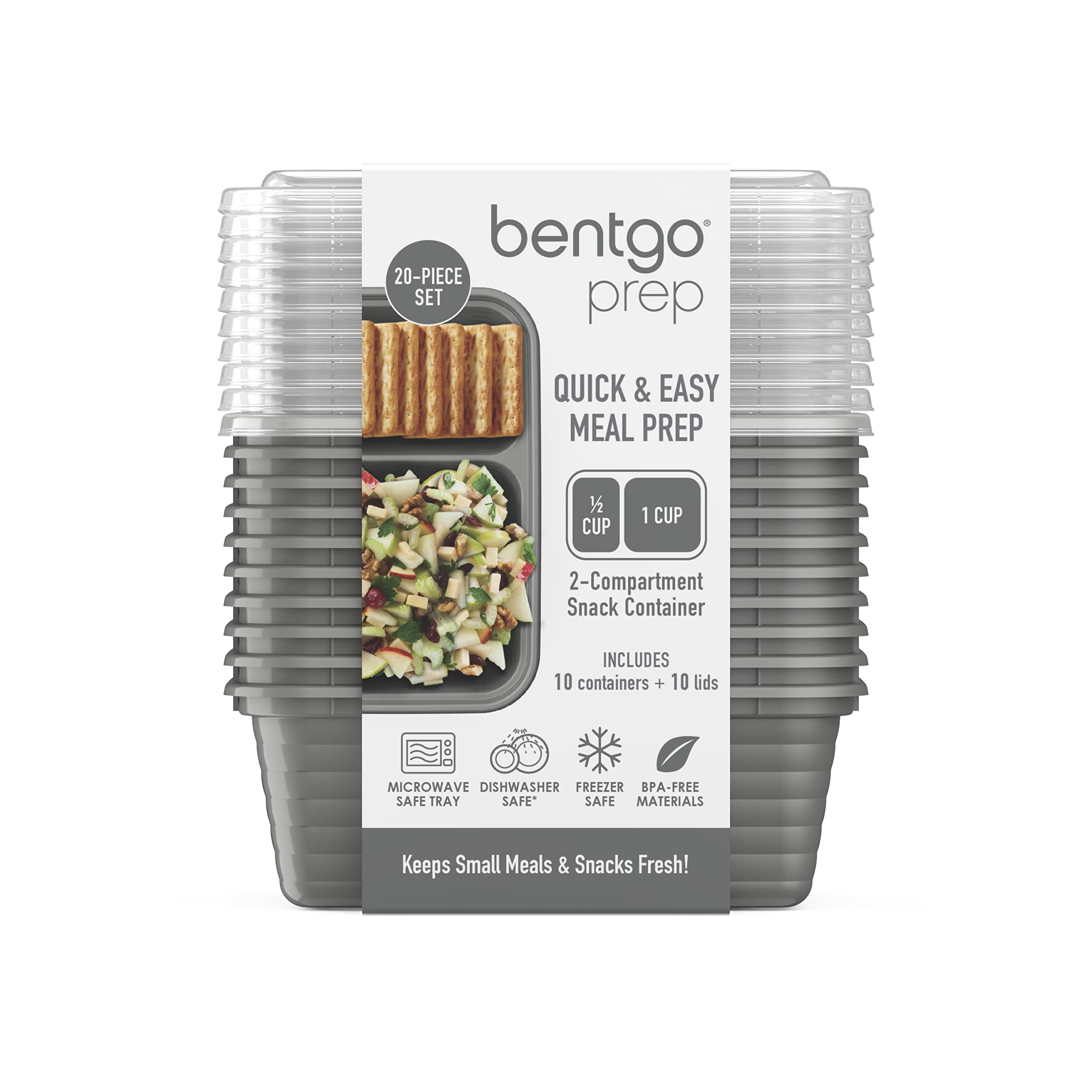 Bentgo Prep set includes 10 trays and 10 lids for organized meal prep.
