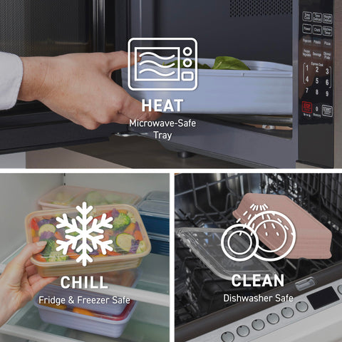 Bentgo Prep clear, stackable lids keep foods fresh and neatly organized.