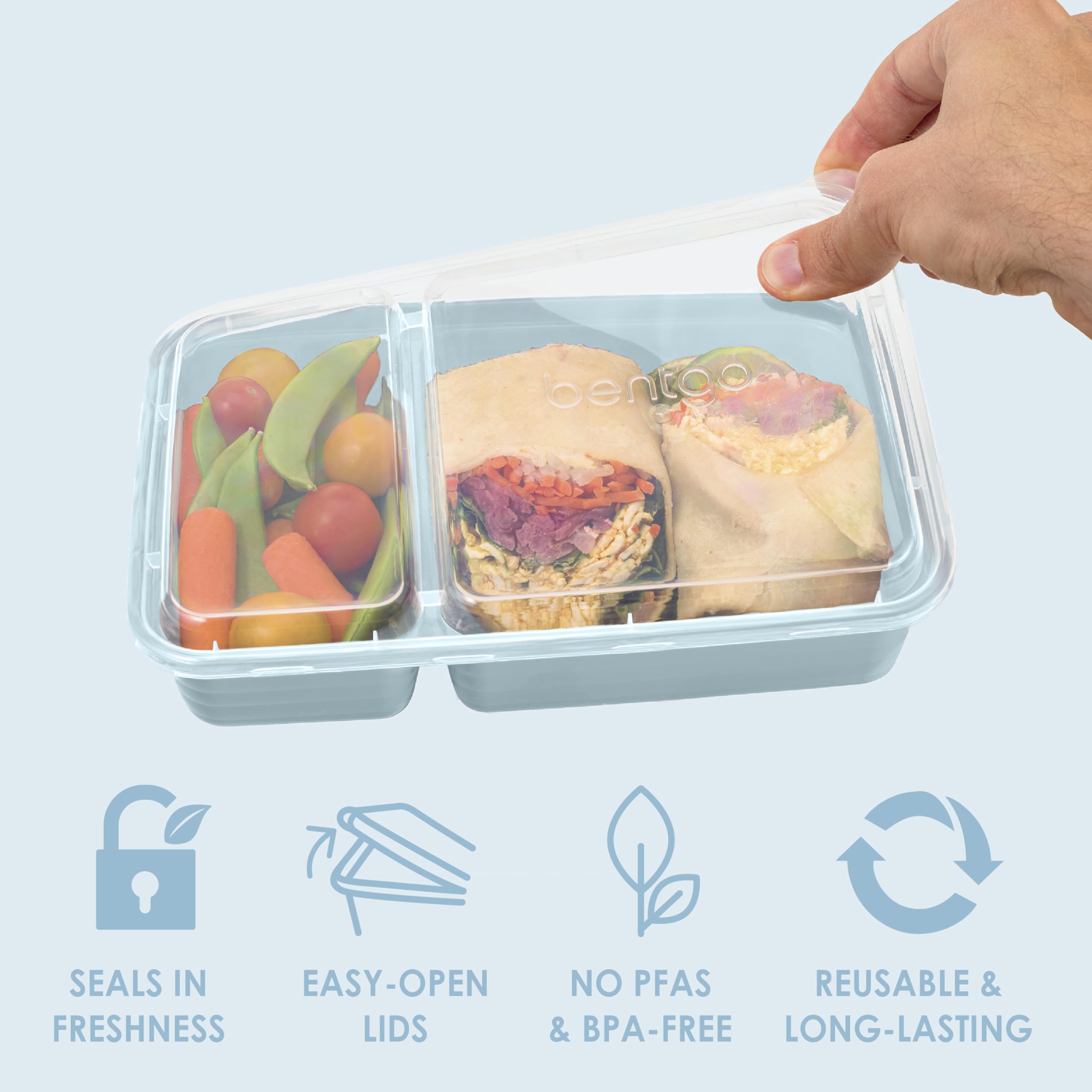 Bentgo Prep embossed measurements aid easy portion sizing and tracking.